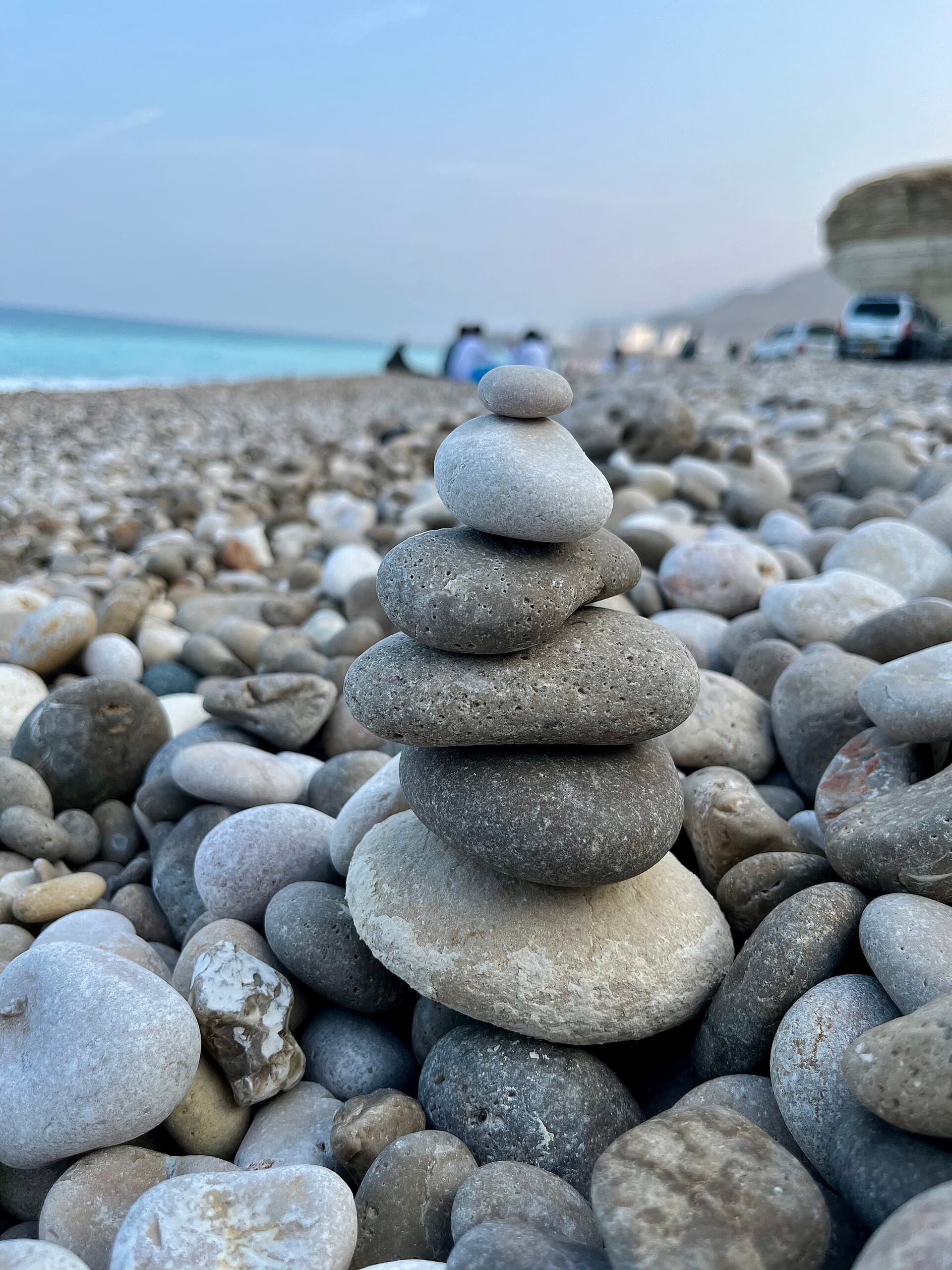 Smooth pebbles on a beach